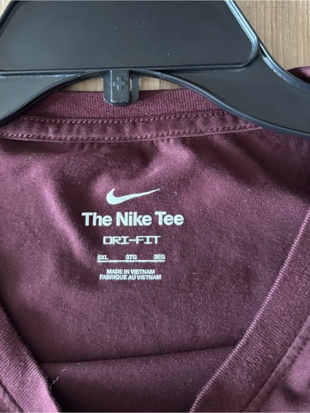 Nike Dri-FIT T-Shirt Burgundy Long Sleeve Logo Graphic Crew Neck Men 3XL Workout